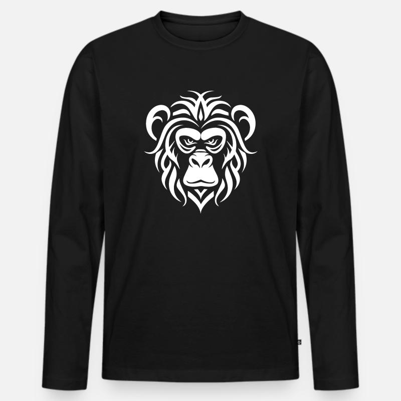 Affe - Männer Premium Bio Langarmshirt - Schwarz