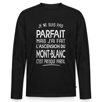 pas parfait ascension mont blanc cadeau alpinisme - T-shirt manches longues Premium bio Homme - noir - Devant - Nico (187cm)
