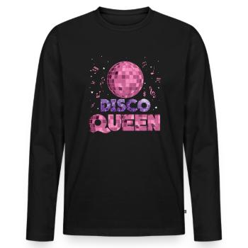 Disco Queen Retro 80s 70s 90s Vintage - T-shirt manches longues Premium bio Homme - noir - Devant - Nico (187cm)