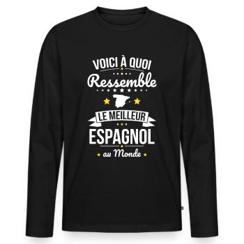 Voici à quoi ressemble le meilleur Espagnol - T-shirt manches longues Premium bio Homme - noir - Devant - Nico (187cm)