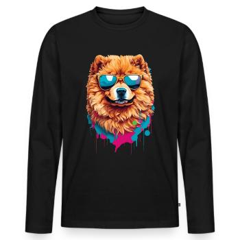 Chow Chow mignon avec lunettes de soleil : Dog Love - T-shirt manches longues Premium bio Homme - noir - Devant - Nico (187cm)