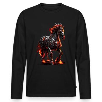 Horse Pony Fire Flame Mystical - Men's Premium Organic Long Sleeve Shirt - black - Front - Nico (187cm)