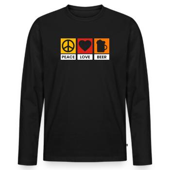 Peace Love Beer Design - Men's Premium Organic Long Sleeve Shirt - black - Front - Nico (187cm)