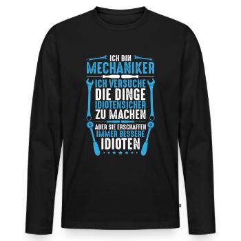 Mechaniker/Mechanik/Werkzeug/Idioten/Geschenk - Männer Premium Bio Langarmshirt - Schwarz - Vorne - Nico (187cm)