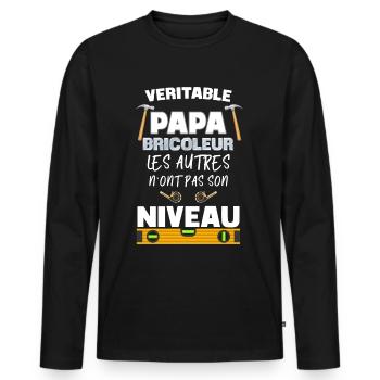 Le meilleur, le vrai bricoleur c'est papa - T-shirt manches longues Premium bio Homme - noir - Devant - Nico (187cm)