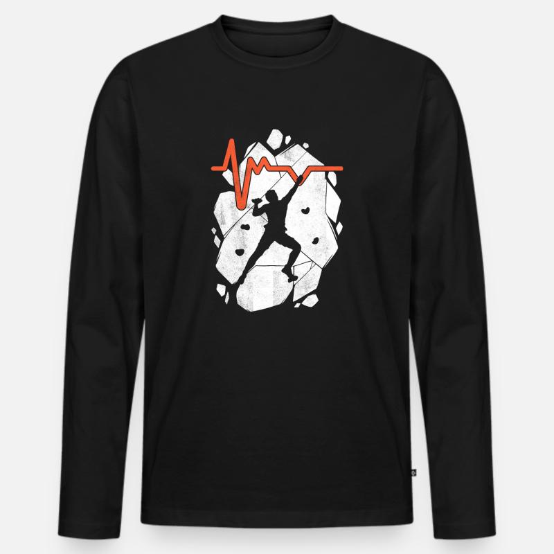 Klettern Bouldern Boulder Bergsteiger Kletterer - Männer Premium Bio Langarmshirt - Schwarz
