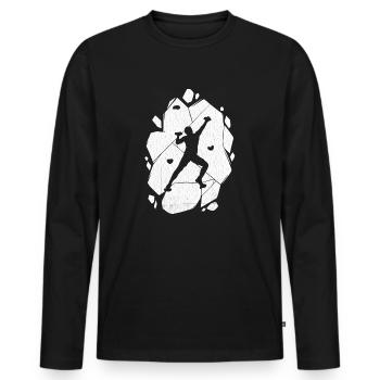 Bouldern Klettern Boulder Bergsteiger - Männer Premium Bio Langarmshirt - Schwarz - Vorne - Nico (187cm)