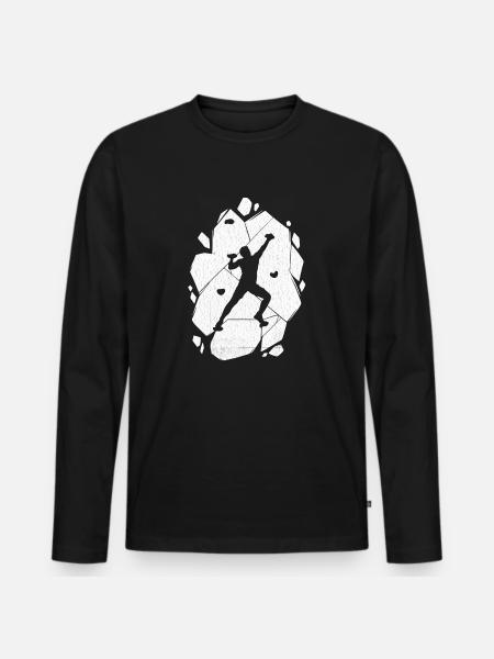 Bouldern Klettern Boulder Bergsteiger - Männer Premium Bio Langarmshirt - Schwarz