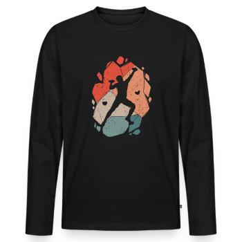 Escalade Alpinistes Bloc Bloc - T-shirt manches longues Premium bio Homme - noir - Devant - Nico (187cm)
