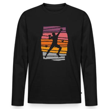 Bouldern Bergsteiger Boulder Klettern - Männer Premium Bio Langarmshirt - Schwarz - Vorne - Nico (187cm)