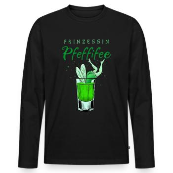 Prinzessin Pfeffifee Pfefferminz Likör Saufen JGA - Männer Premium Bio Langarmshirt - Schwarz - Vorne - Nico (187cm)