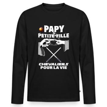 Papy et petite fille chevaliers Annonce Bébé - T-shirt manches longues Premium bio Homme - noir - Devant - Nico (187cm)