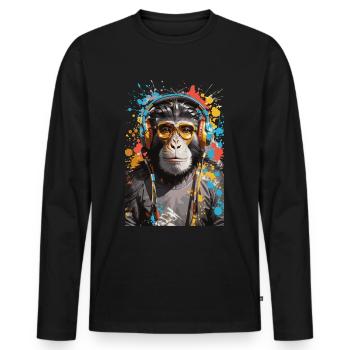 DJ monkey Affen Graffiti Design - Männer Premium Bio Langarmshirt - Schwarz - Vorne - Nico (187cm)