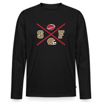 San Francisco Cross - Men's Premium Organic Long Sleeve Shirt - black - Front - Nico (187cm)