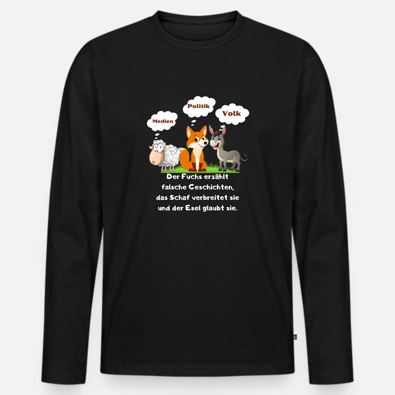 Schaf Esel Fuchs - Männer Premium Bio Langarmshirt - Schwarz