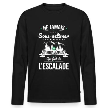 Sous-estimer quadragénaire qui fait de l'escalade - T-shirt manches longues Premium bio Homme - noir - Devant - Nico (187cm)