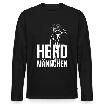 Herdmännchen Koch Kochschürze Hobbykoch Küche - Männer Premium Bio Langarmshirt - Schwarz - Vorne - Nico (187cm)