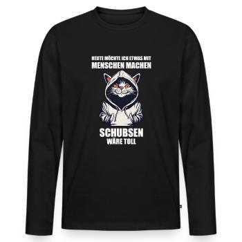Gerne was mit Menschen machen schubsen wäre toll - Männer Premium Bio Langarmshirt - Schwarz - Vorne - Nico (187cm)