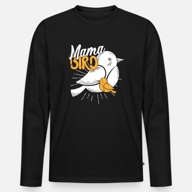 Mama Vogel - Männer Premium Bio Langarmshirt - Schwarz