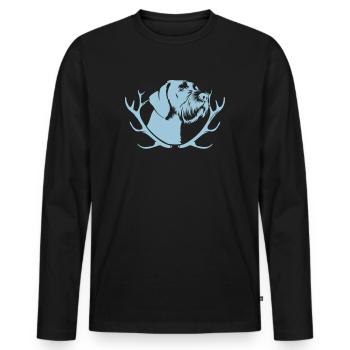 Portrait allemand Drahthaar - Antler - T-shirt manches longues Premium bio Homme - noir - Devant - Nico (187cm)