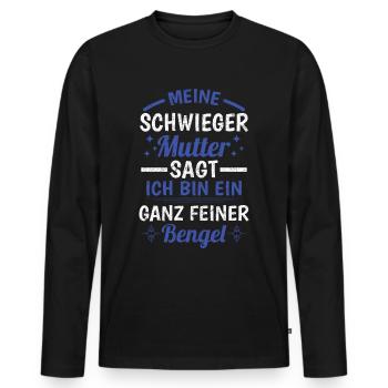 Schwiegermutter Traum Schwiegersohn - Männer Premium Bio Langarmshirt - Schwarz - Vorne - Nico (187cm)