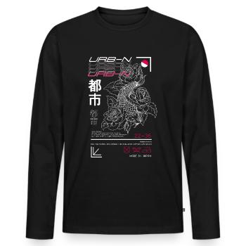 Japanese Art Style Koi Fish Urban - Men's Premium Organic Long Sleeve Shirt - black - Front - Nico (187cm)