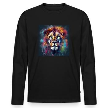 DIE SEELE DES LÖWEN - Männer Premium Bio Langarmshirt - Schwarz - Vorne - Nico (187cm)