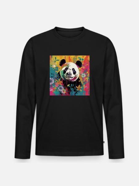 PANDA IN THE JUNGLE - Men's Premium Organic Long Sleeve Shirt - black