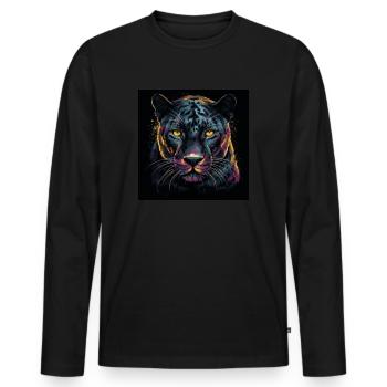 LA PANTHÈRE NOIRE - T-shirt manches longues Premium bio Homme - noir - Devant - Nico (187cm)