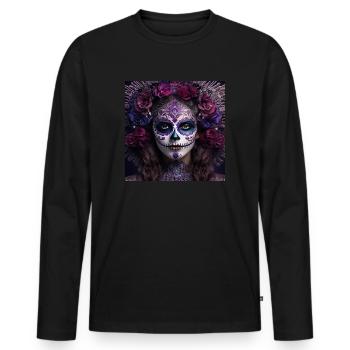 LA CATRINA FÊTE DES MORTS MEXIQUE - T-shirt manches longues Premium bio Homme - noir - Devant - Nico (187cm)
