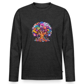 BAUM DES LEBENS - Männer Premium Bio Langarmshirt - Anthrazit meliert - Vorne - Nico (187cm)