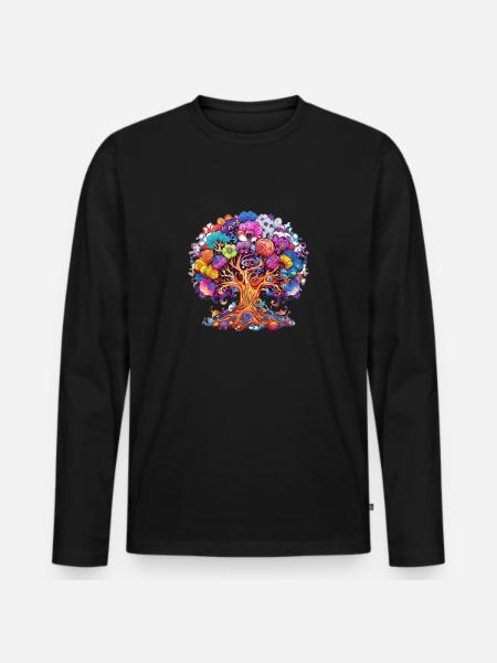 TREE OF LIFE - Men's Premium Organic Long Sleeve Shirt - black