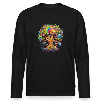 ZEN-BAUM DES LEBENS - Männer Premium Bio Langarmshirt - Schwarz - Vorne - Nico (187cm)