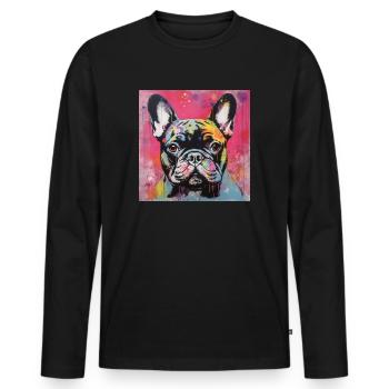FRENCH BULLDOG - Men's Premium Organic Long Sleeve Shirt - black - Front - Nico (187cm)