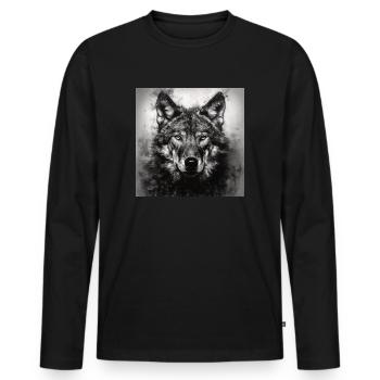WOLF WOLF WILD ANIMAL - Men's Premium Organic Long Sleeve Shirt - black - Front - Nico (187cm)