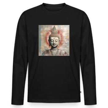 BUDDHA ZEN MEDITATION - Men's Premium Organic Long Sleeve Shirt - black - Front - Nico (187cm)