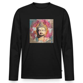 BUDDHA ZEN MEDITATION - Men's Premium Organic Long Sleeve Shirt - black - Front - Nico (187cm)