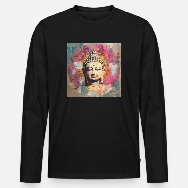 BUDDHA-ZEN-MEDITATION - Männer Premium Bio Langarmshirt - Schwarz