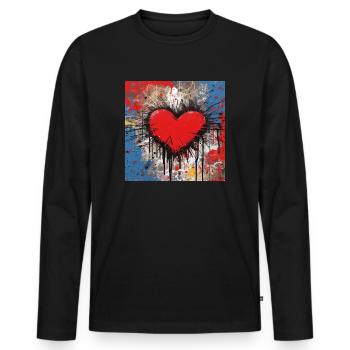 HEART A LIVE STREET ART - Men's Premium Organic Long Sleeve Shirt - black - Front - Nico (187cm)