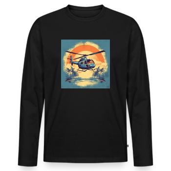 HÉLICOPTÈRE VINTAGE - T-shirt manches longues Premium bio Homme - noir - Devant - Nico (187cm)