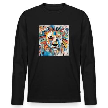 LION STREET ART - Men's Premium Organic Long Sleeve Shirt - black - Front - Nico (187cm)