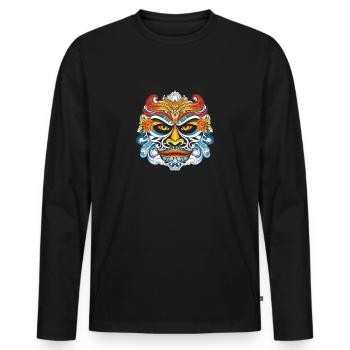 MASQUE BALINAIS INDONESIE - T-shirt manches longues Premium bio Homme - noir - Devant - Nico (187cm)