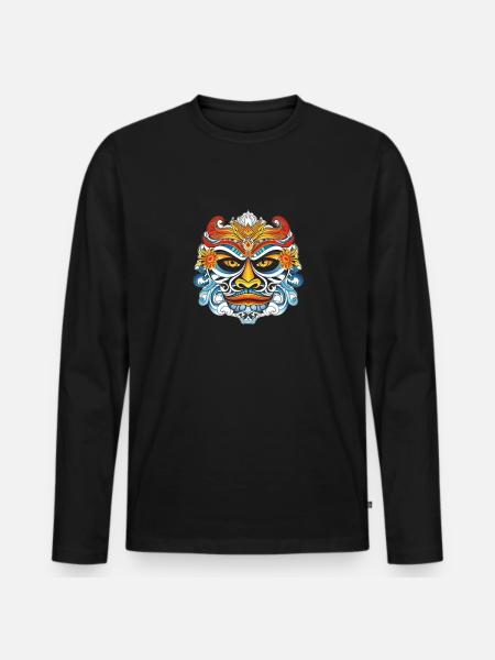 BLINESE MASK INDONESIA - Men's Premium Organic Long Sleeve Shirt - black