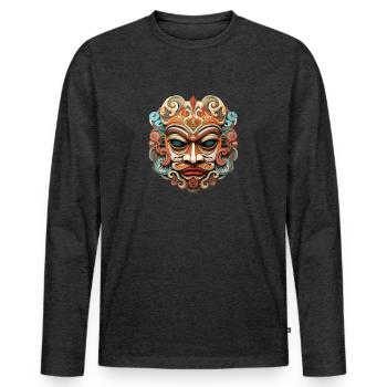 MASQUE BALINAIS INDONESIE - T-shirt manches longues Premium bio Homme - anthracite chiné - Devant - Nico (187cm)
