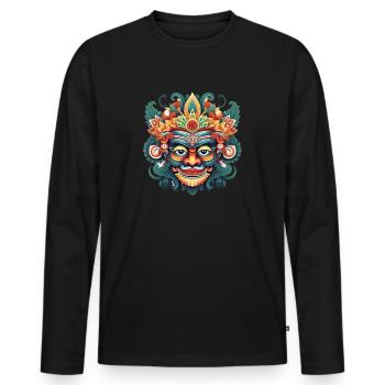 BLINESE MASK INDONESIA - Men's Premium Organic Long Sleeve Shirt - black - Front - Nico (187cm)