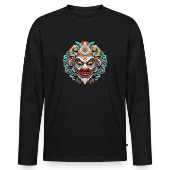 BLINESE MASK INDONESIA - Men's Premium Organic Long Sleeve Shirt - black - Front - Nico (187cm)