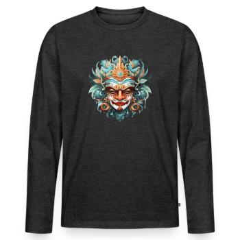MASQUE BALINAIS INDONESIE - T-shirt manches longues Premium bio Homme - anthracite chiné - Devant - Nico (187cm)