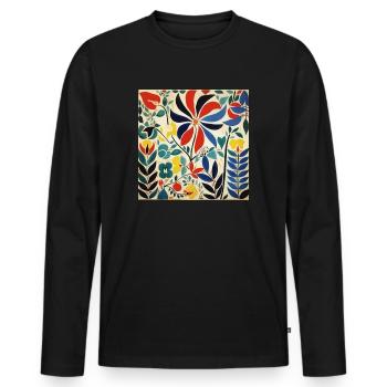 FLOWER BOUQUET - Men's Premium Organic Long Sleeve Shirt - black - Front - Nico (187cm)