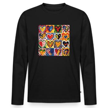 HEART OF LOVE STREET ART - Men's Premium Organic Long Sleeve Shirt - black - Front - Nico (187cm)