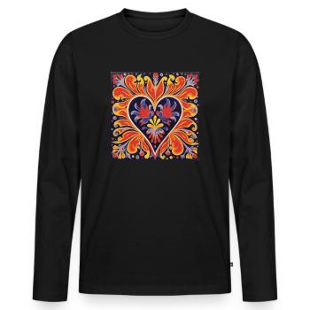 VIBRANT HEART STREET ART - Men's Premium Organic Long Sleeve Shirt - black - Front - Nico (187cm)